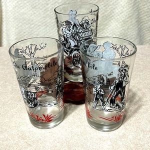 Vintage Automobile Glasses set of 3
